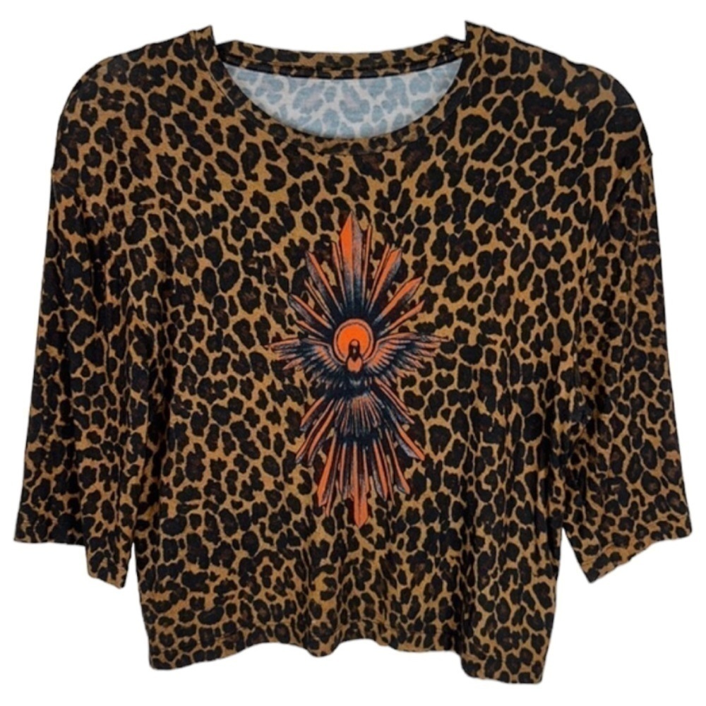 House Of Holland Leopard Animal Print Graphic Crop Top One Size